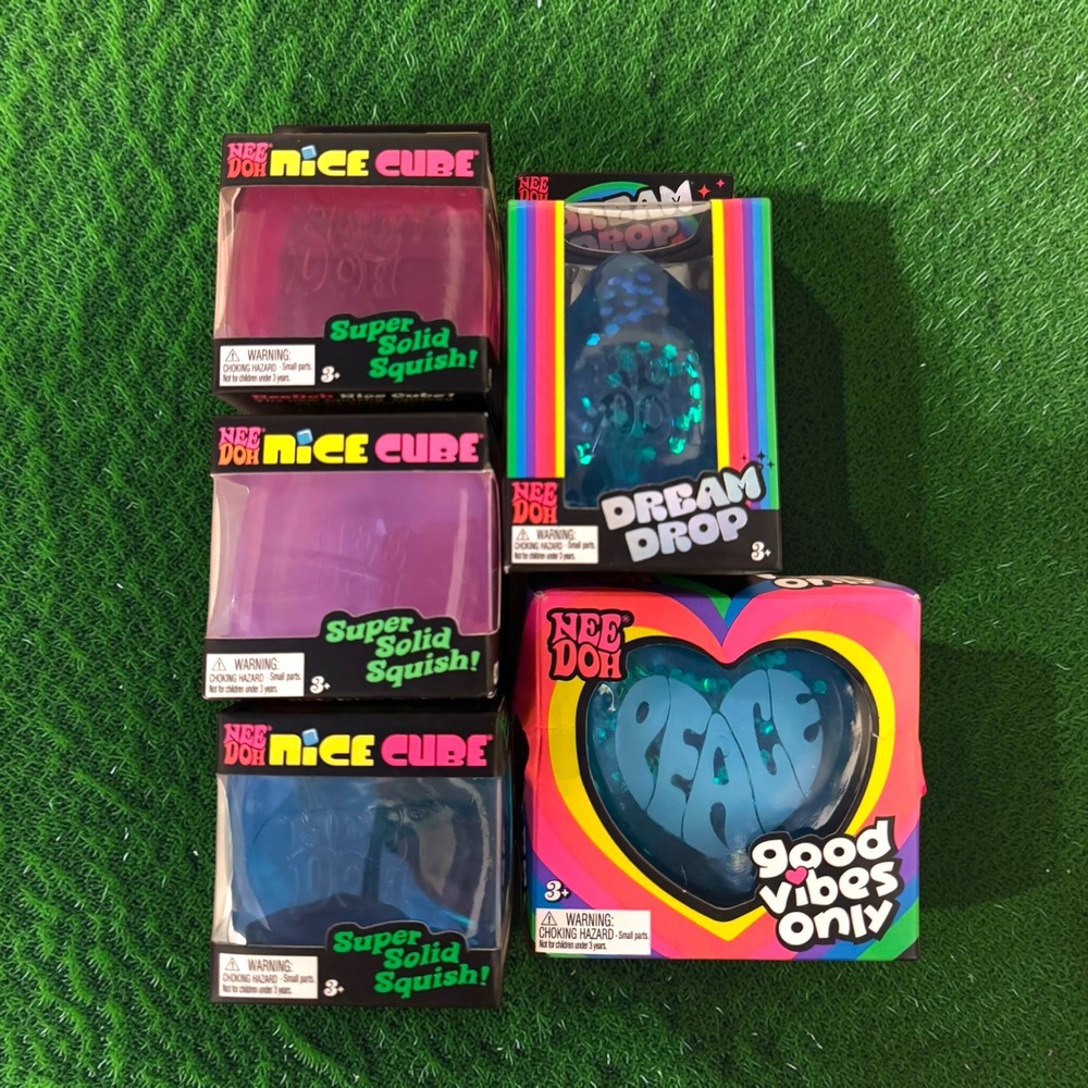 NeeDoh Nice Cube Dream Drop Peace Heart Sensory Fidget Toy Bundle 5pc Set